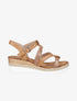 Sandales compensées à brides irisées style python - Camel - 5