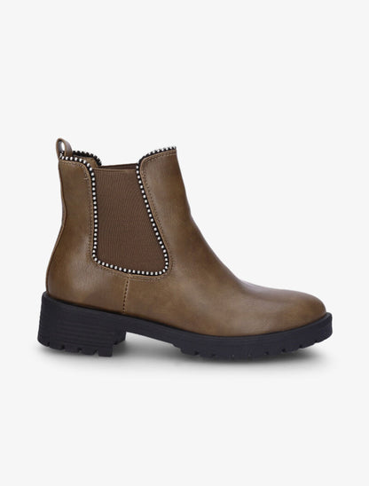 Bottines détail billes et semelles crantées - Taupe - 2