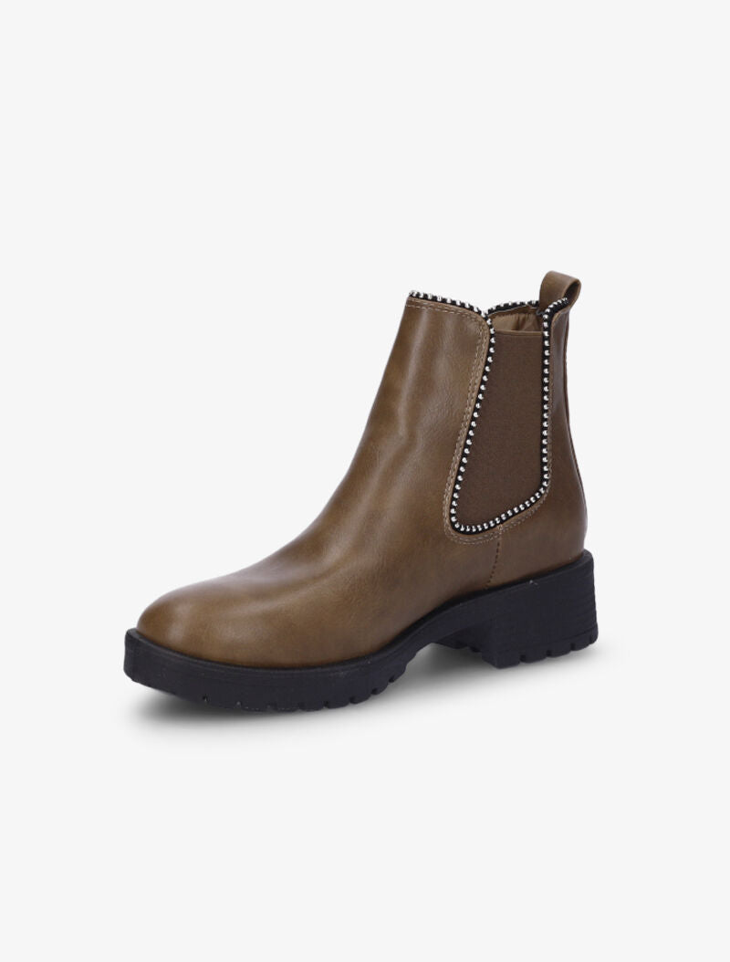 Bottines détail billes et semelles crantées - Taupe - 4