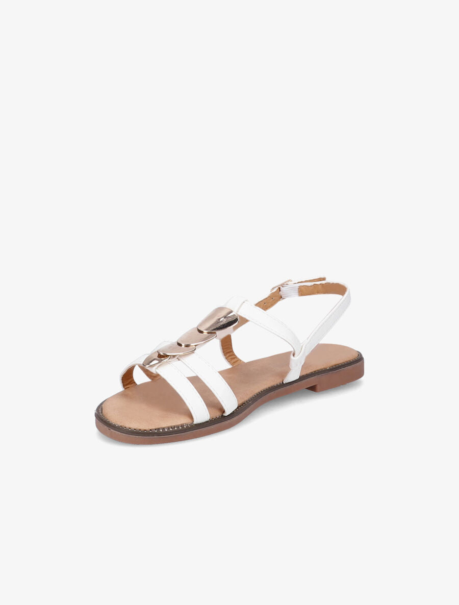 Nu-pieds à détail bijou doré - Blanc - 3