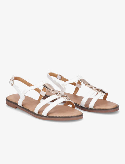 Nu-pieds à détail bijou doré - Blanc - 4