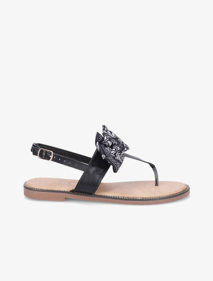 Nu-pieds à noeud en tissu - Noir - 5