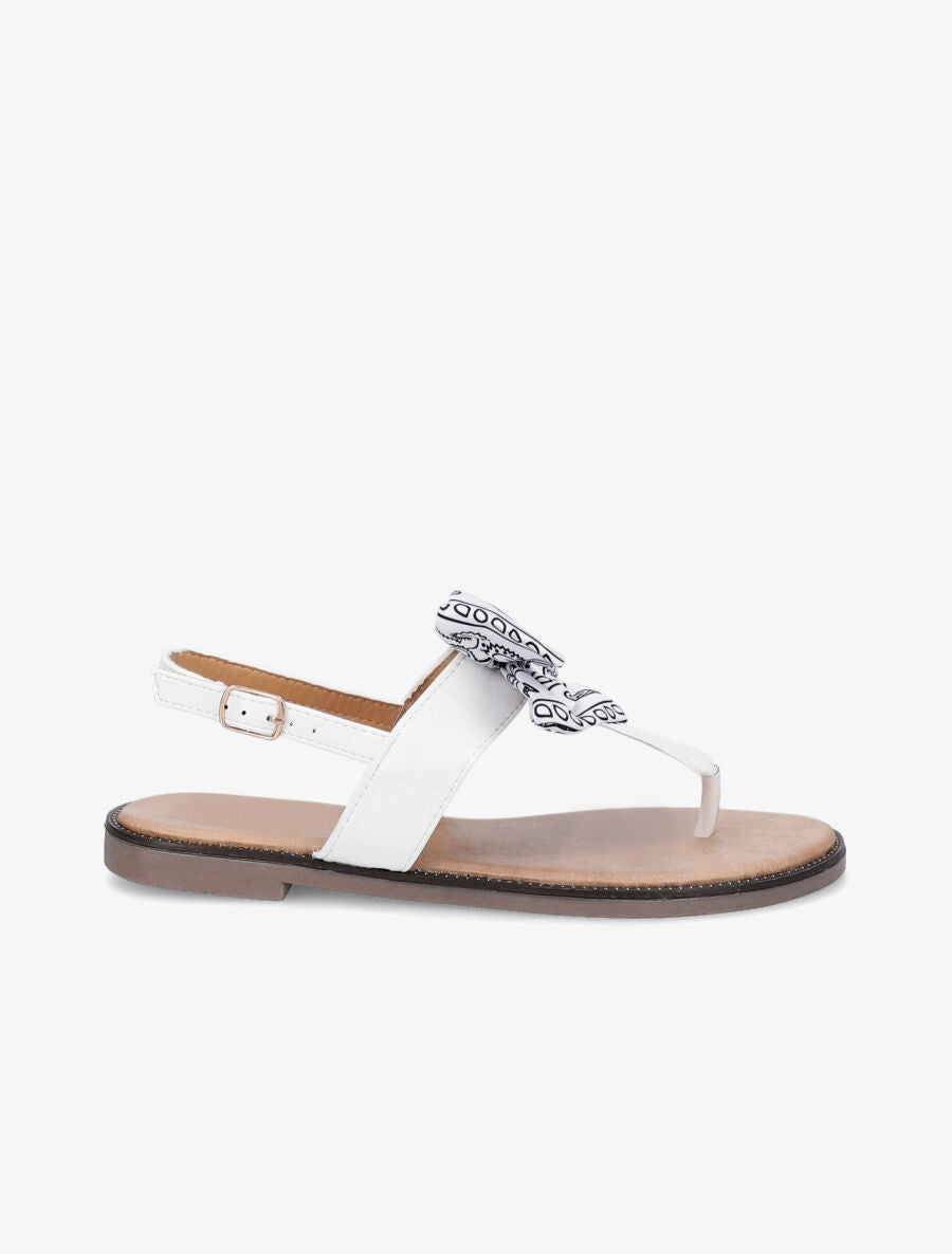 Nu-pieds à noeud en tissu - Blanc - 1