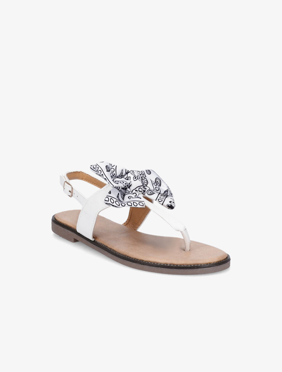 Nu-pieds à noeud en tissu - Blanc - 2