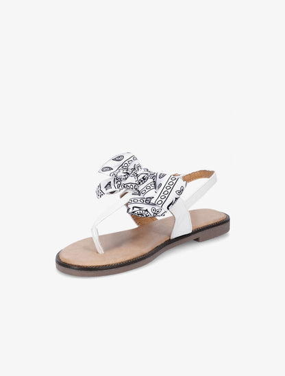 Nu-pieds à noeud en tissu - Blanc - 3