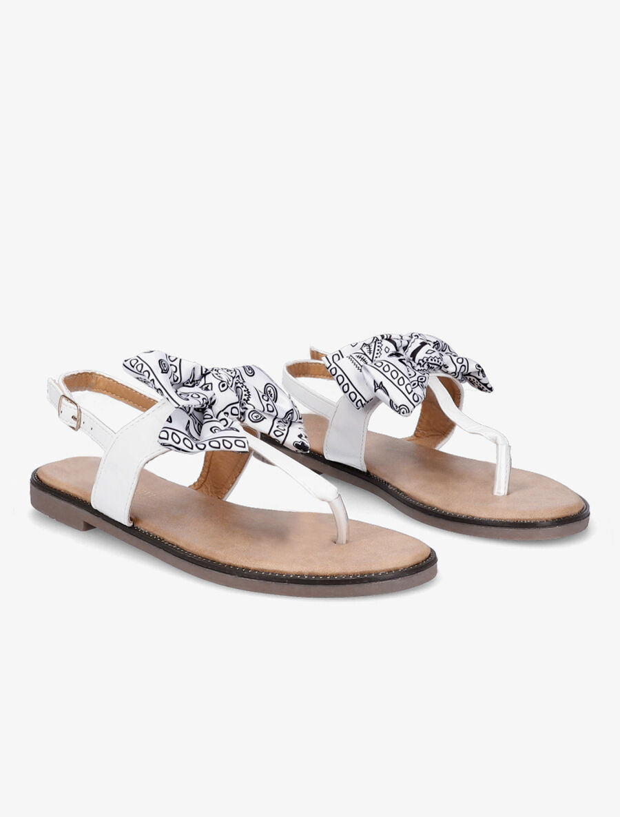 Nu-pieds à noeud en tissu - Blanc - 4