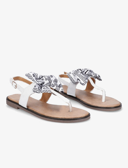 Nu-pieds à noeud en tissu - Blanc - 4