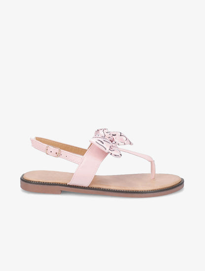 Nu-pieds à noeud en tissu - Rose - 1