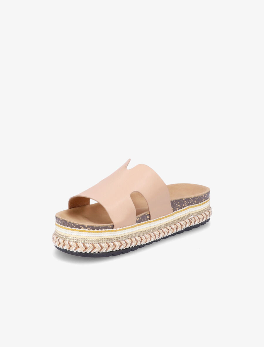 Claquettes à semelle plateforme stylisée - Beige - 3