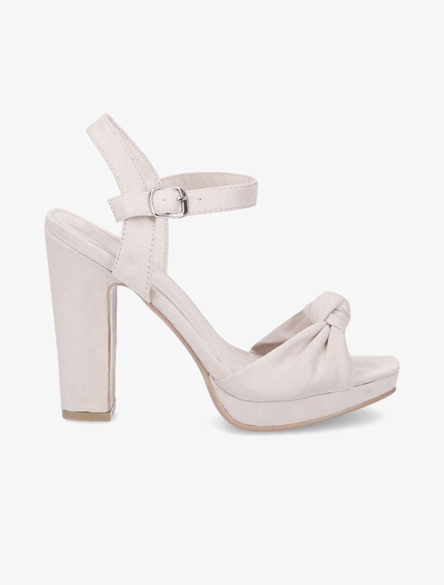 Sandales en suédine à noeud - Beige - 5