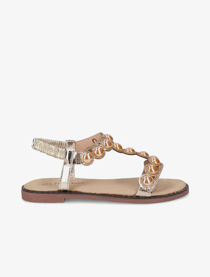 Nu-pieds à strass et perles vernies - Or - 2
