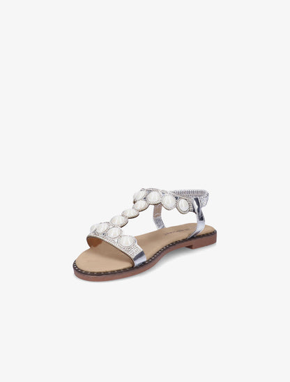 Nu-pieds à strass et perles vernies - Argent - 3