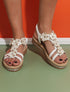 Nu-pieds à fleurs ornées de strass - Blanc - 1