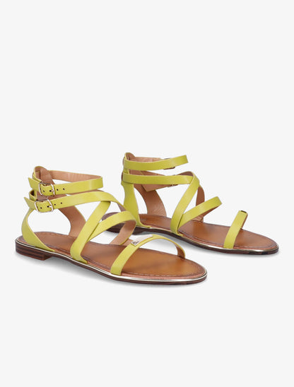 Nu-pieds à double brides et empiècement métallique - Vert olive - 4