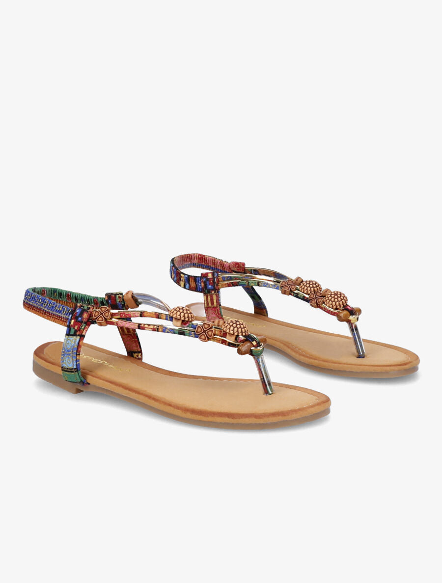 Nu-pieds à empiècements en bois - Bleu - 4