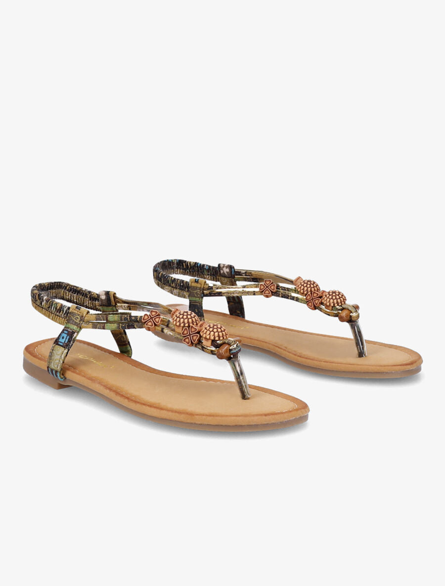 Nu-pieds à empiècements en bois - Vert - 4