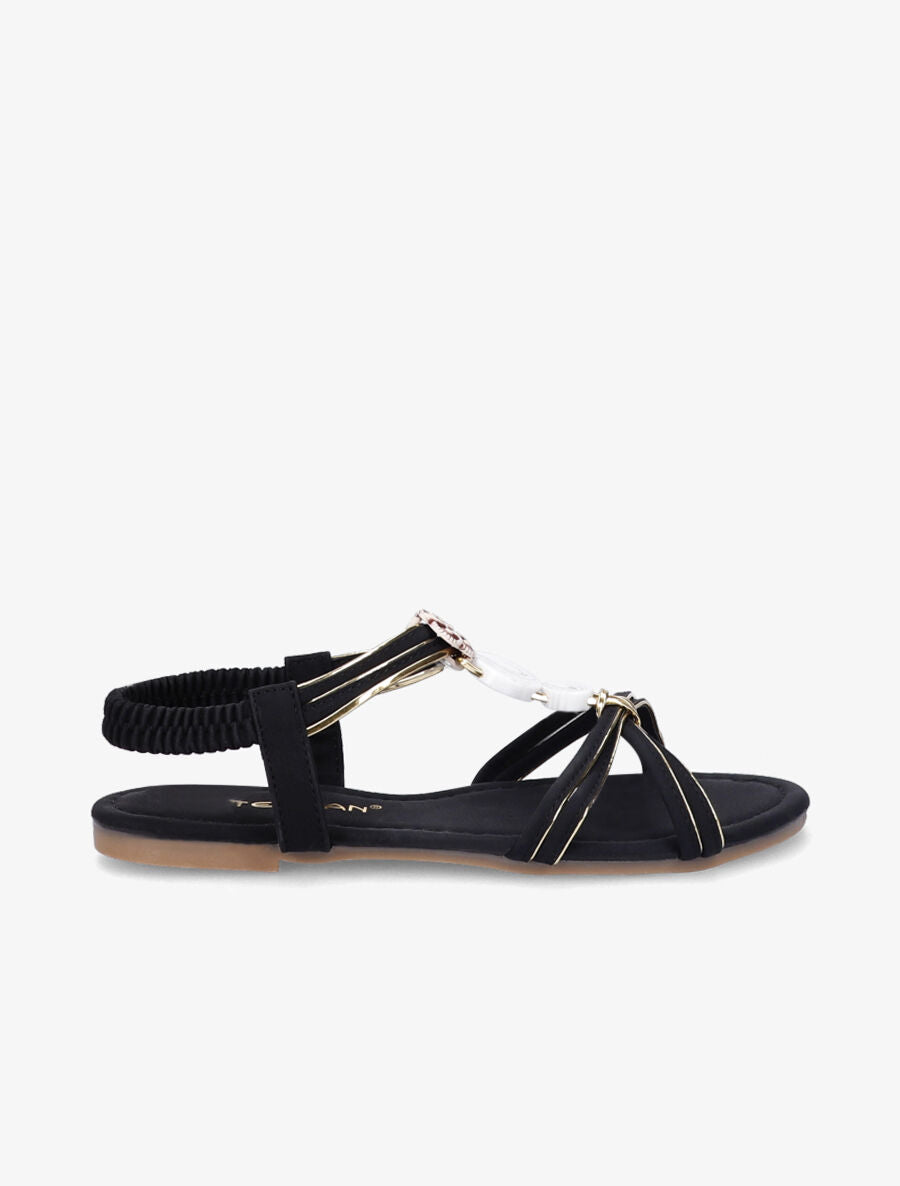 Nu-pieds à empiècements effet marbre - Noir - 3