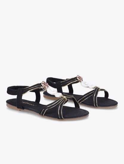 Nu-pieds à empiècements effet marbre - Noir - 5