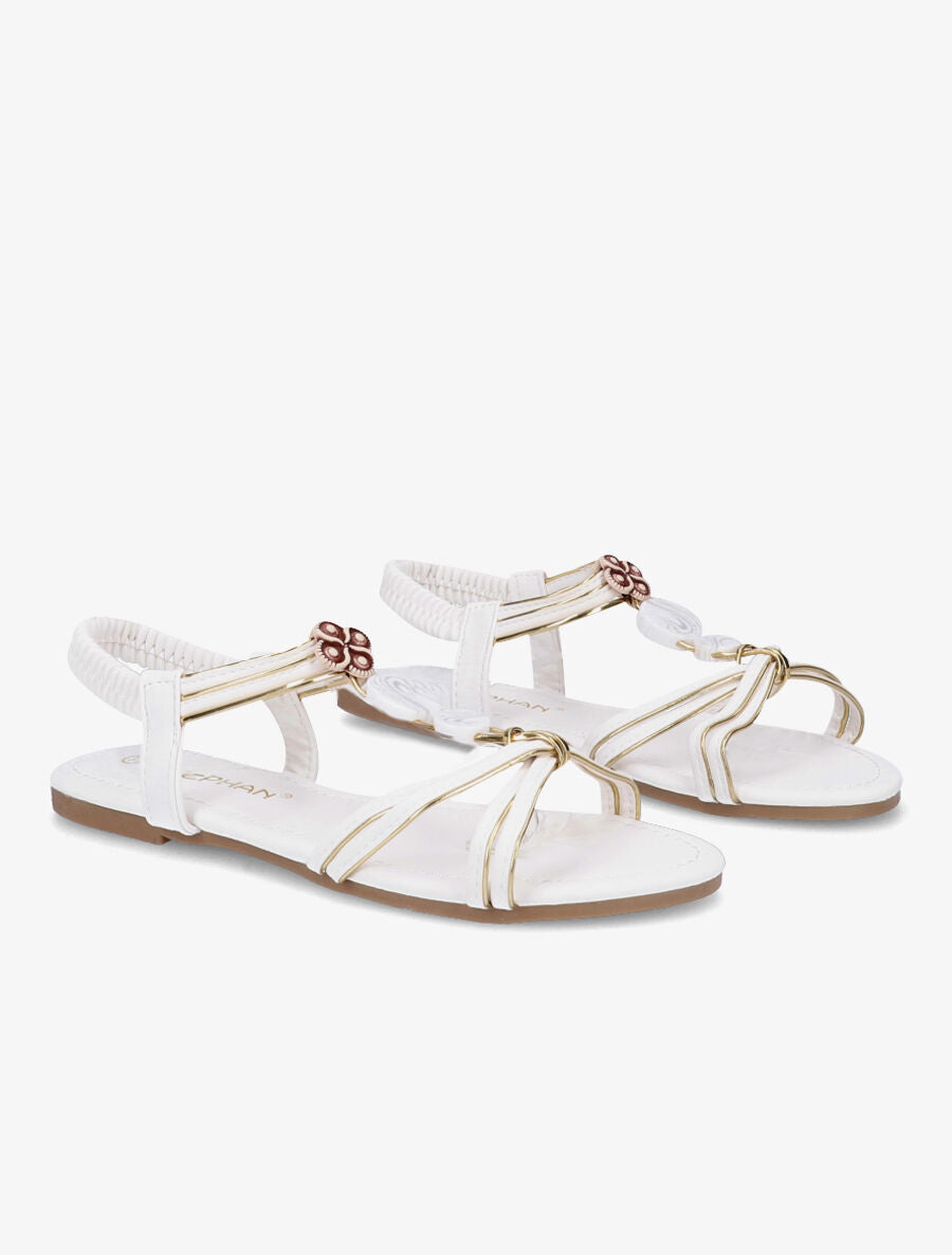 Nu-pieds à empiècements effet marbre - Blanc - 4