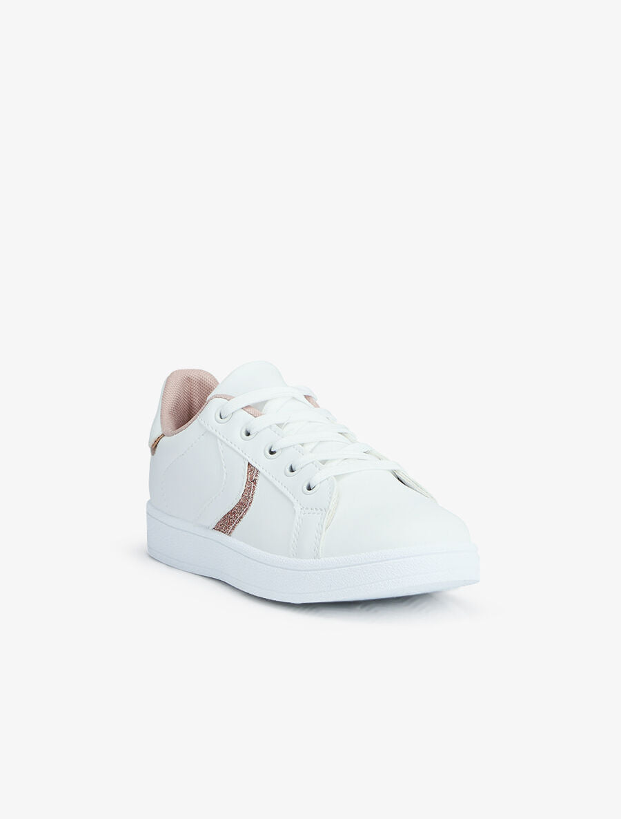 Sneakers à bandes pailletées - Rose - 2