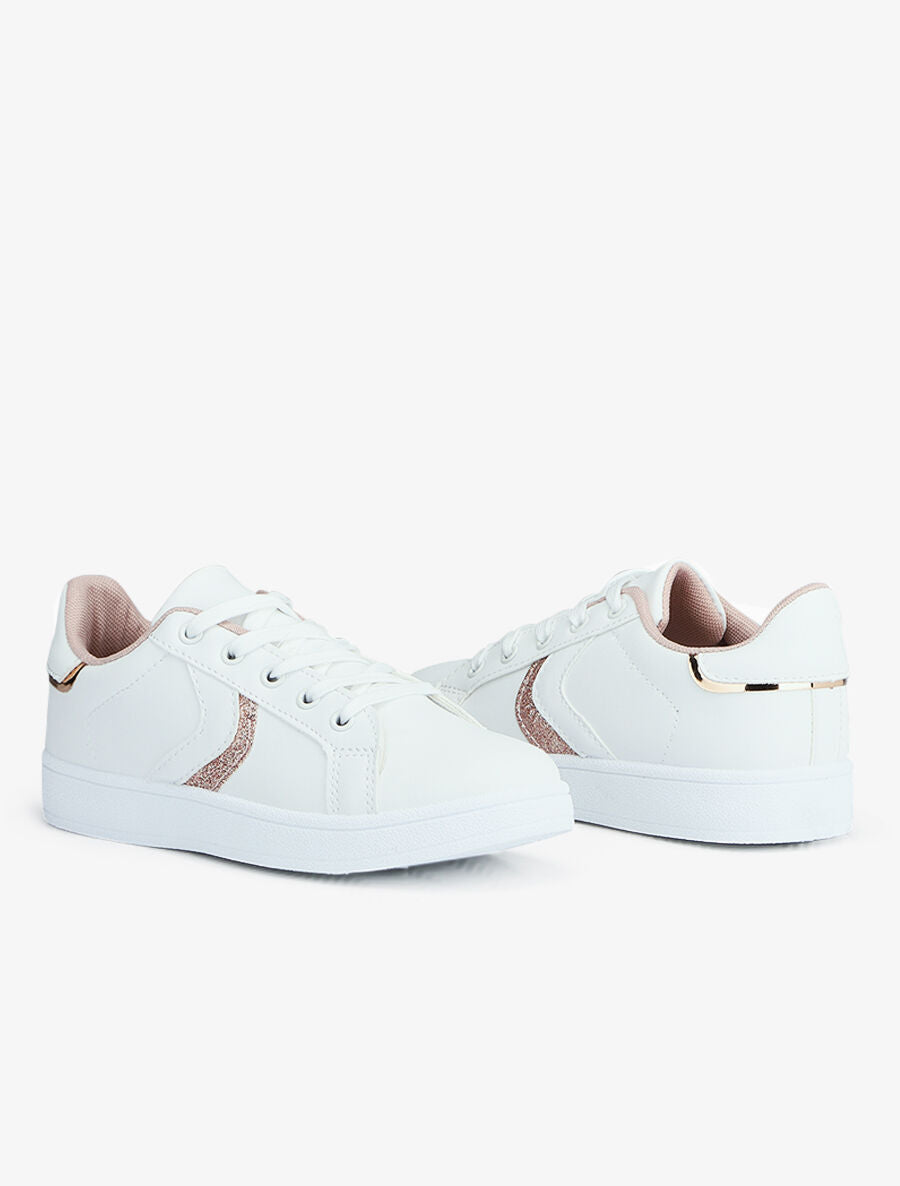 Sneakers à bandes pailletées - Rose - 4
