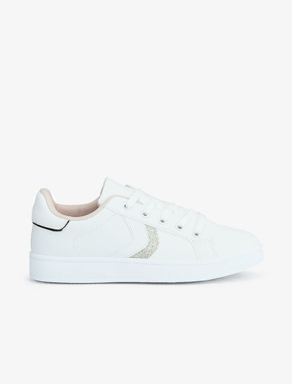 Sneakers à bandes pailletées - Or - 5