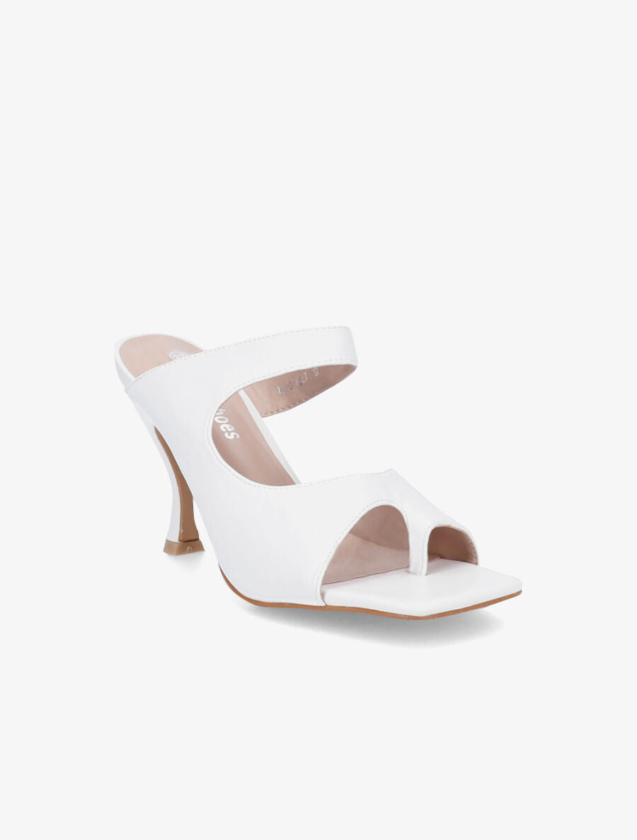 Mules asymétriques à entredoigt - Blanc - 2