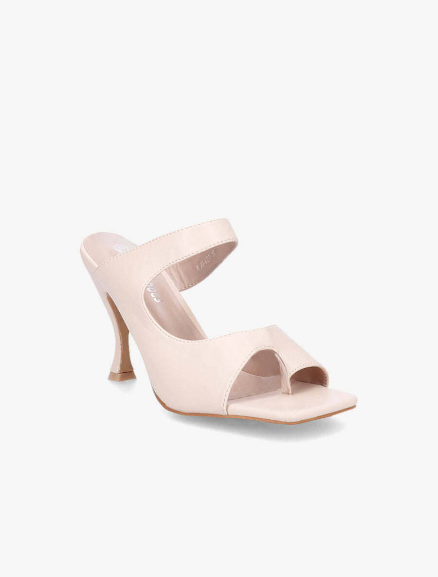 Mules asymétriques à entredoigt - Beige - 2