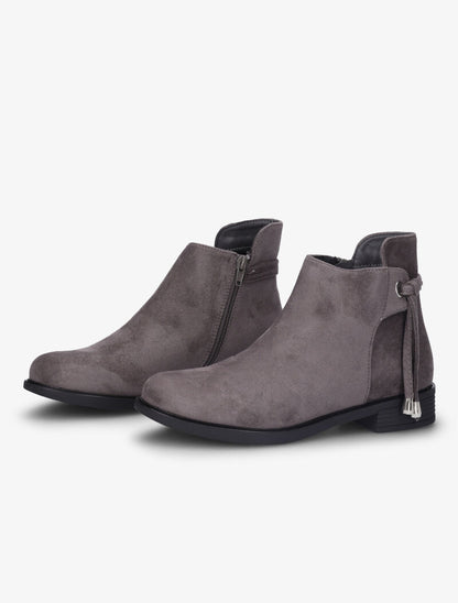 Bottines suédées à pampilles - Gris foncé - 1