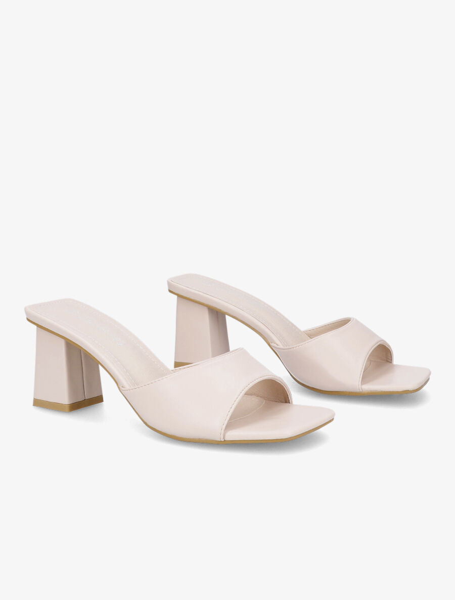 Mules à bout carré - Beige - 5