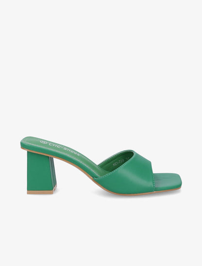 Mules à bout carré - Vert - 1