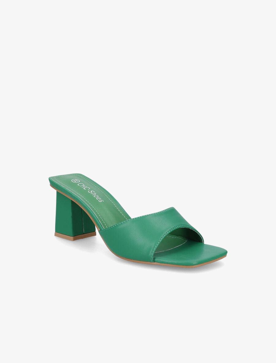 Mules à bout carré - Vert - 2
