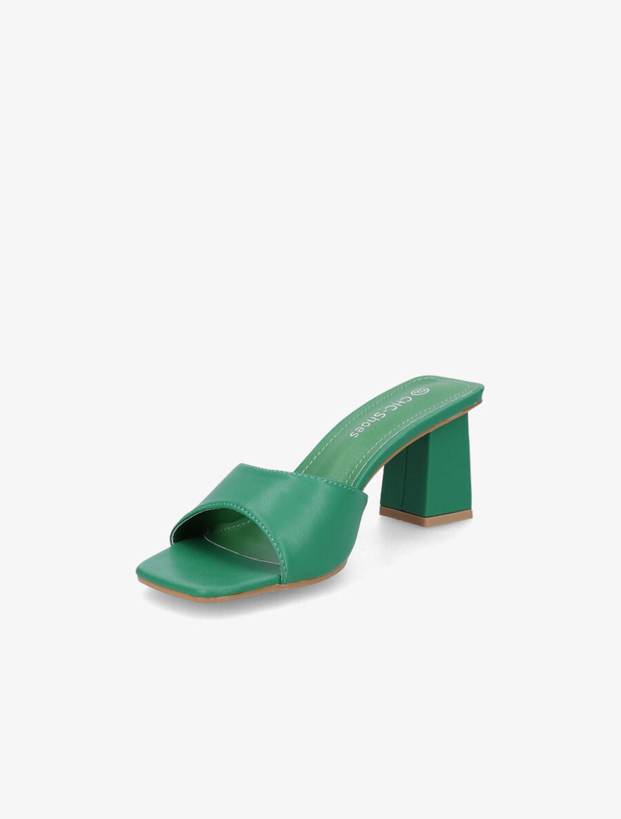Mules à bout carré - Vert - 3