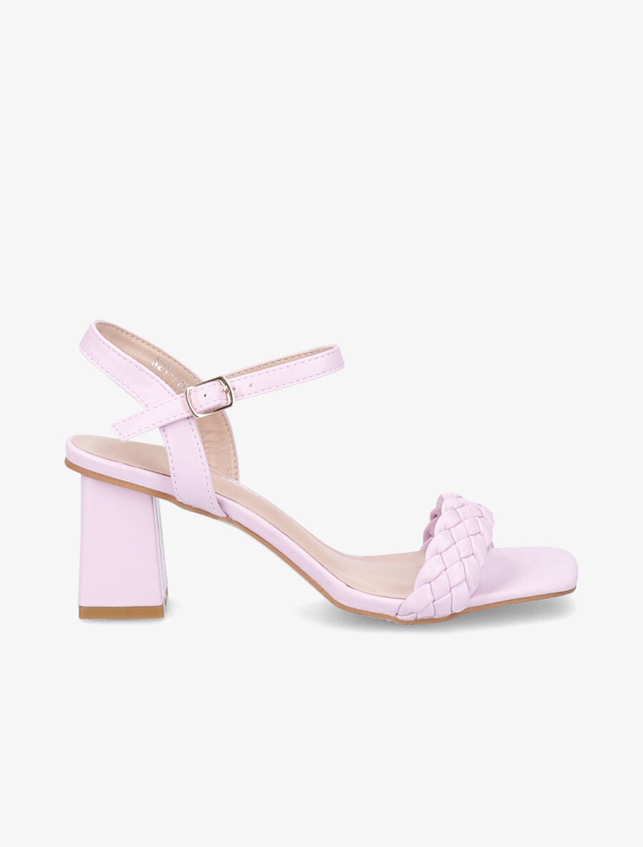 Sandales tressées à bout carré - Rose pastel - 5