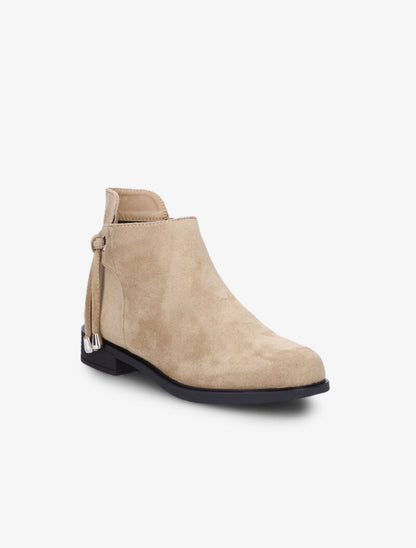 Bottines suédées à pampilles - Beige - 3