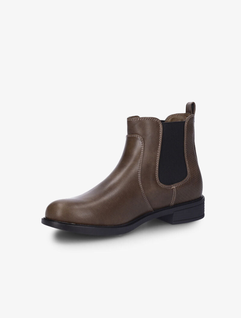 Bottines en simili à contrefort effet croco - Taupe - 4