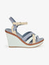 Sandales compensées à semelle style osier - Bleu - 5
