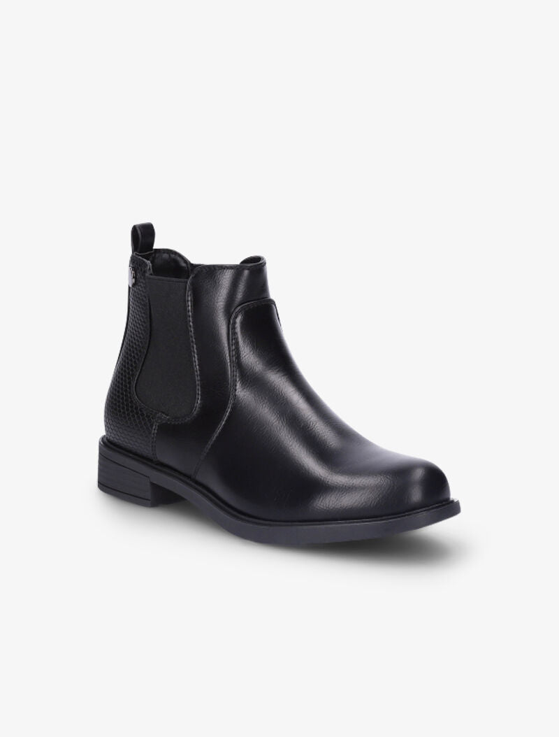 Bottines en simili à contrefort effet croco - Noir - 3