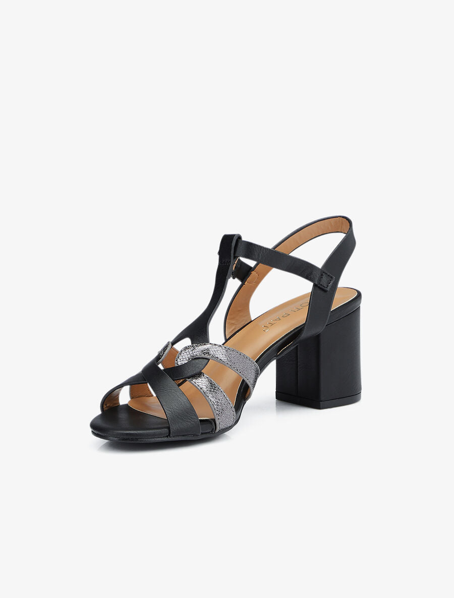 Sandales à bride en T irisée - Noir - 3