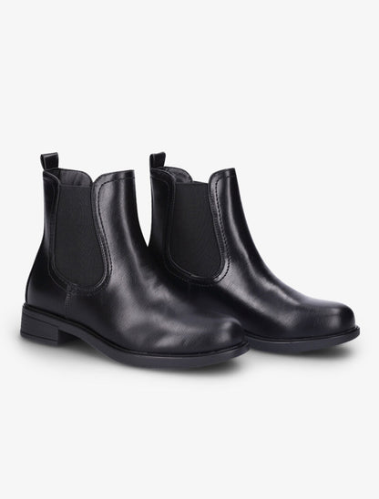 Bottines plates en simili à chevilles élastiquées - Noir - 1