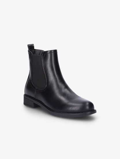 Bottines plates en simili à chevilles élastiquées - Noir - 3