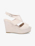 Sandales compensées à ganse ajourée - Beige - 1