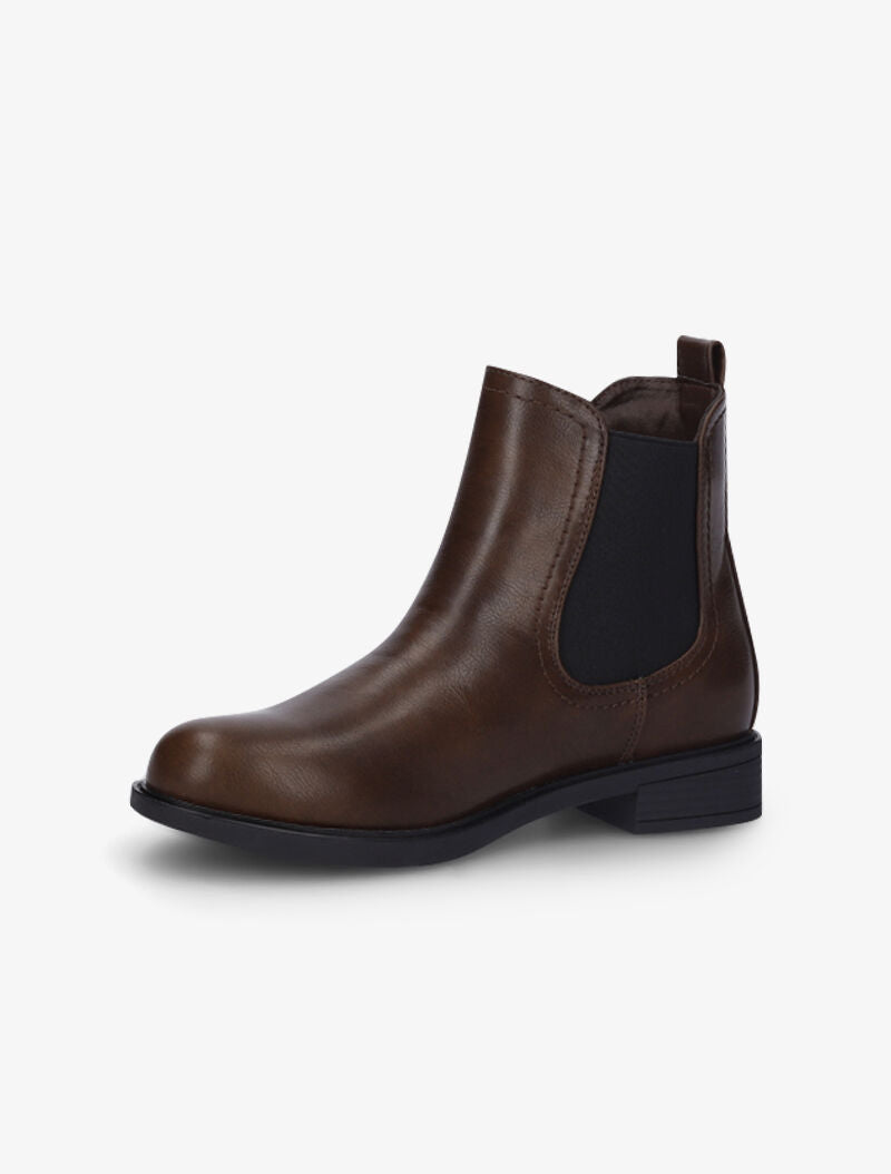 Bottines plates en simili à chevilles élastiquées - Marron - 4