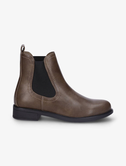 Bottines plates en simili à chevilles élastiquées - Taupe - 2