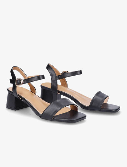 Sandales classiques unies en simili - Noir - 4
