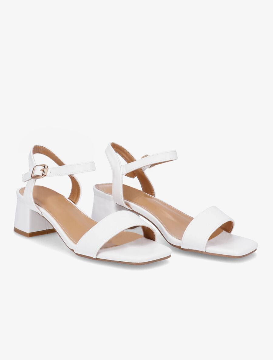 Sandales classiques unies en simili - Blanc - 4
