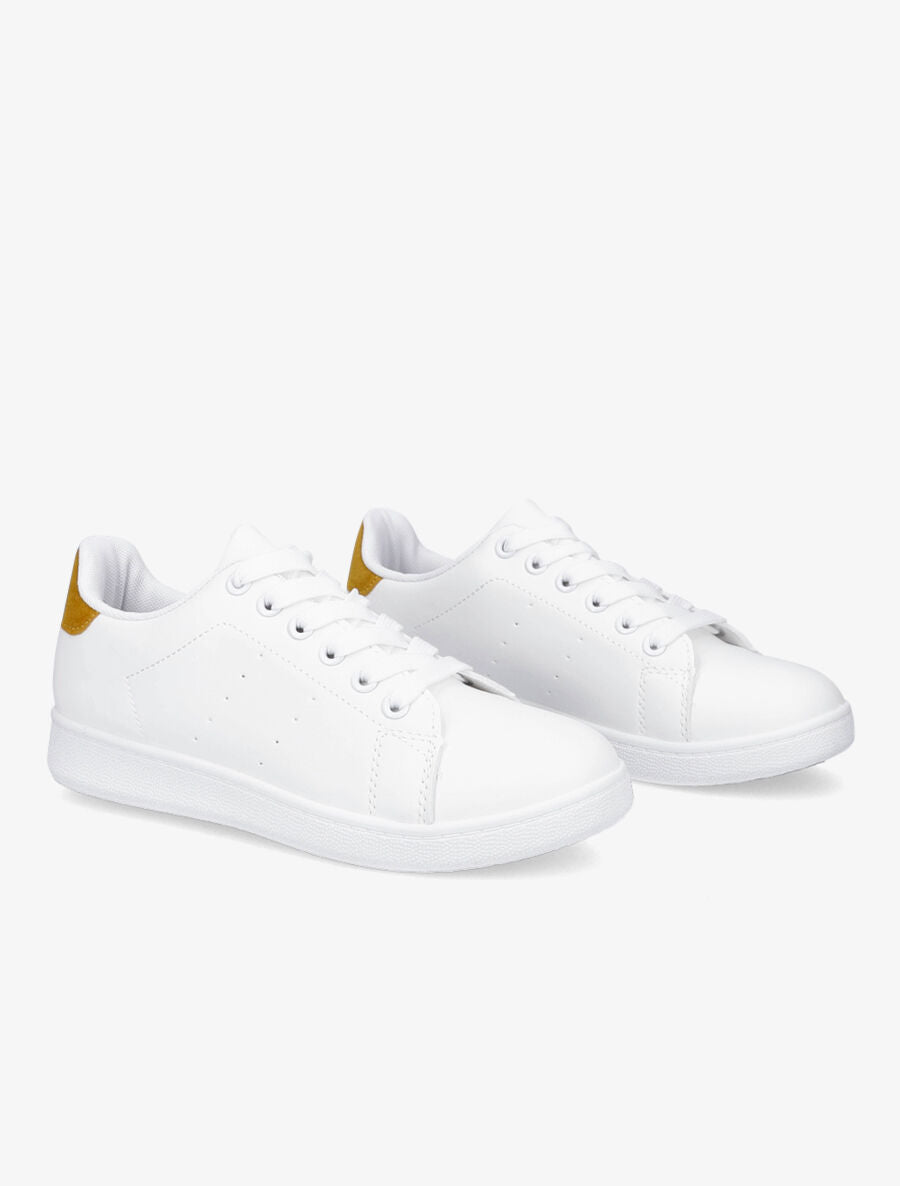 Sneakers à contrefort en suédine - Jaune moutarde - 4