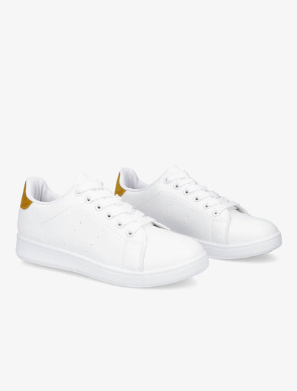 Sneakers à contrefort en suédine - Jaune moutarde - 4
