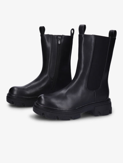 Boots montantes à semelles crantées et chevilles élastiquées - Noir - 5