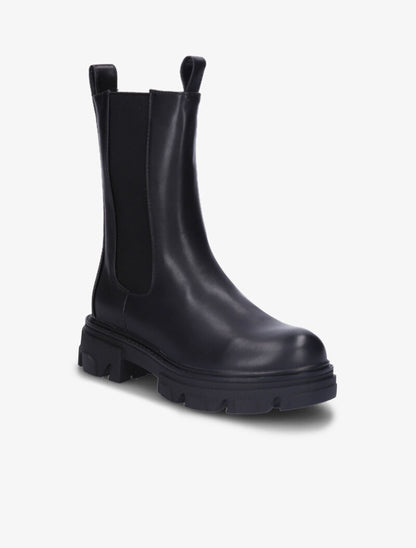 Boots montantes à semelles crantées et chevilles élastiquées - Noir - 3